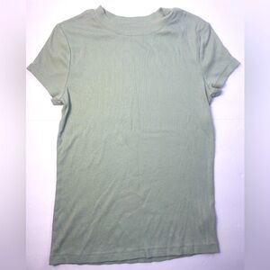 A New Day Short Sleeve Slim Fit Ribbed T-Shirt Light Green Women's Medium